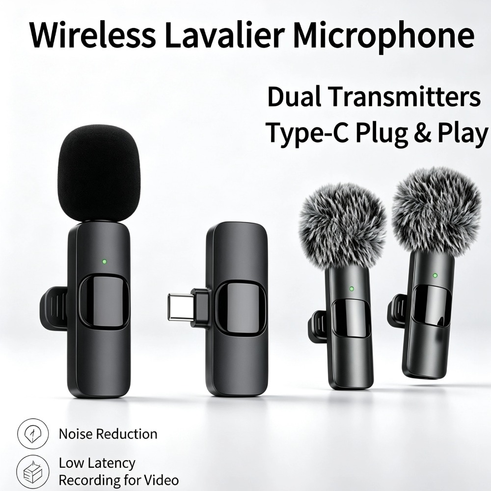 Wireless Mic For Smartphone Video Recording - 타입-C 무선 라발리에 마이크 전문 오디오