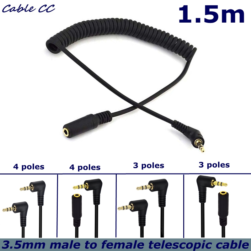 3.5Mm Trs To Trrs Adapter Audio Cable - 스프링 코일형 스파이럴 케이블 90도 3.5mm
