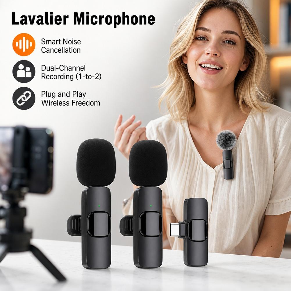 무선 라발리에 마이크, 듀얼 채널, 간편한 연결, 스마 - Smart Noise Reduction Lapel Microphone 리뷰 및 가격