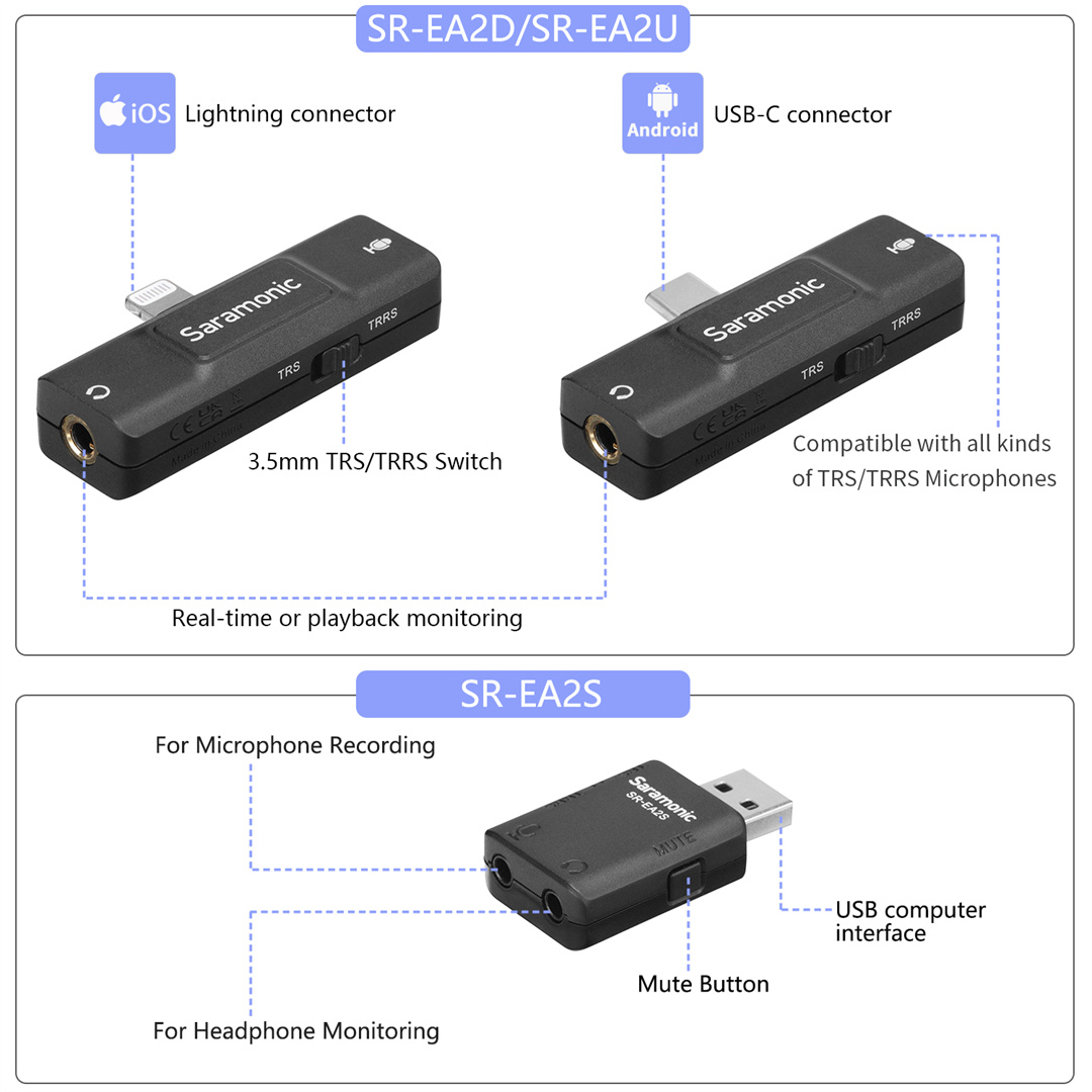Saramonic SR-EA2 오디오 어댑터, 라이트닝 - 3.5Mm Trs To Trrs Adapter Audio Cable 리뷰 및 가격