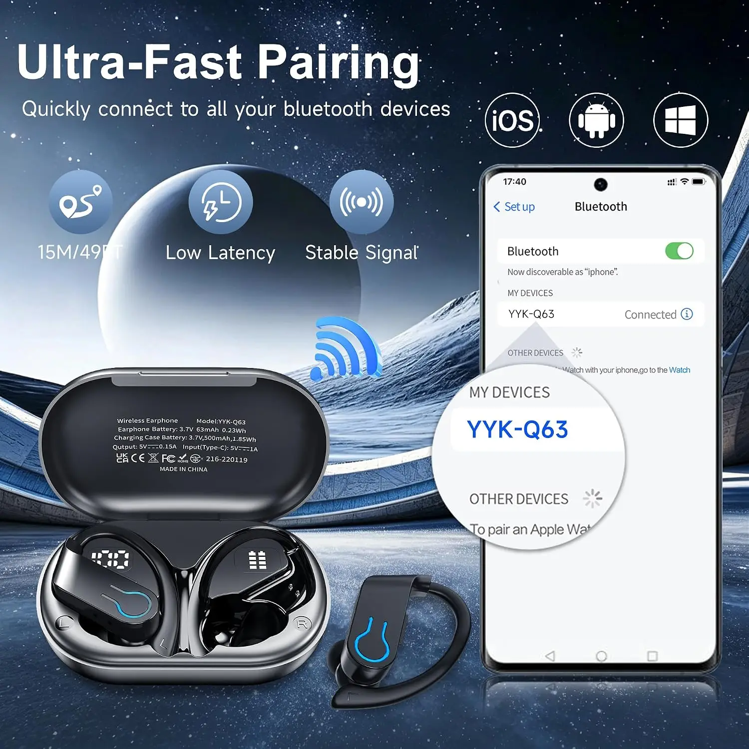 정품 NEW Q63 TWS 무선 블루투스 헤드셋, 6. - Wireless Lavalier Microphone Type C Lightning 리뷰 및 가격
