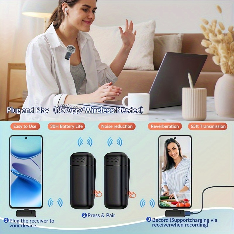 무선 라발리에 마이크, 충전 케이스 포함, 소음 감소  - Charging Case For Wireless Microphones 리뷰 및 가격