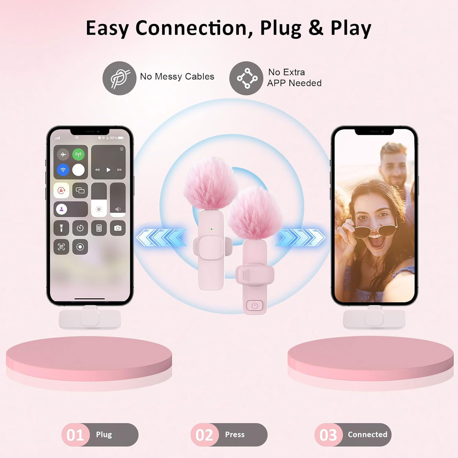 새로운 핑크 K60 플러그 앤 플레이 무선 라발리에 마 - Wireless Mic For Smartphone Video Recording 리뷰 및 가격