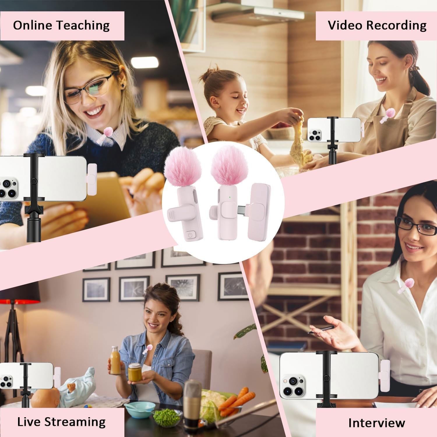 새로운 핑크 K60 플러그 앤 플레이 무선 라발리에 마 - Wireless Mic For Smartphone Video Recording 리뷰 및 가격